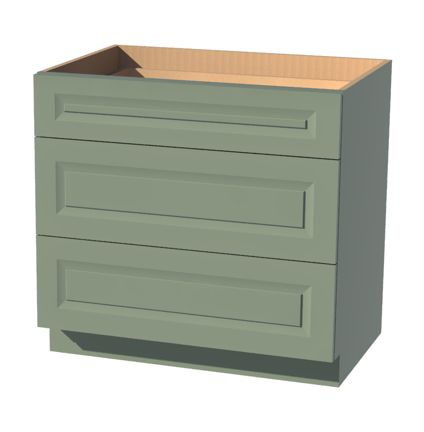 Olive Green  36" W x 34.5" H x 24" D Drawer Base Cabinet
