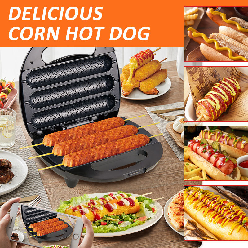 Thumbnail: Electric Hot Dog Maker Crispy Corn Hotdog Waffle Maker Sausage Machine Breakfast