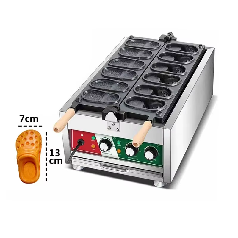 Thumbnail: Commercial Slipper Shape Waffle Maker Machine 4 or 6 Holes Non-stick Waffle Iron