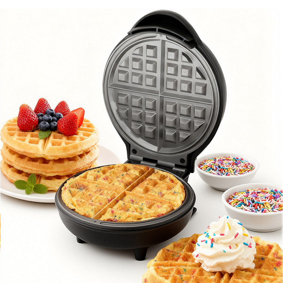 Thumbnail: SUPERLEX 750W Round Waffle Maker, Electric Non-Stick Waffle Iron with Cool Touch