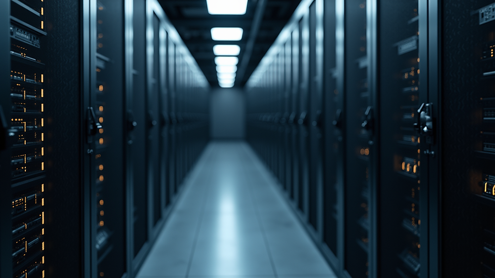 close-up of server racks in a data center