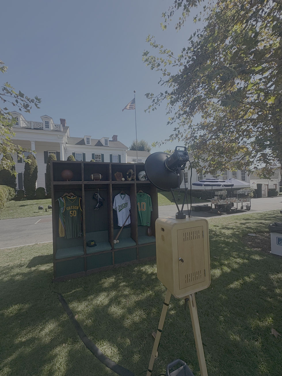 Picture with Wooden Photo Booth and backdrop