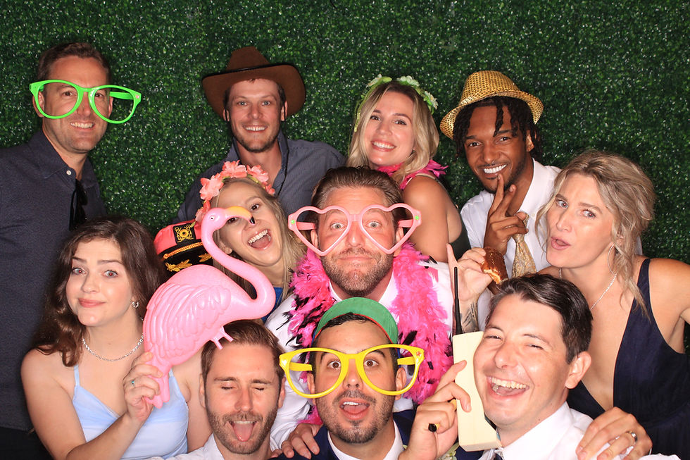 Group of friends in a photo booth