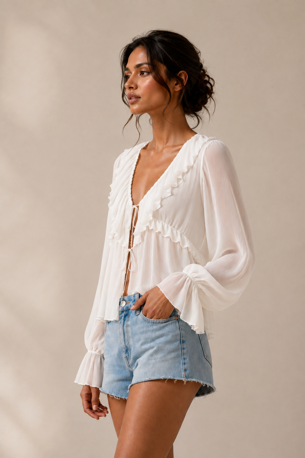 Isla boho top white
