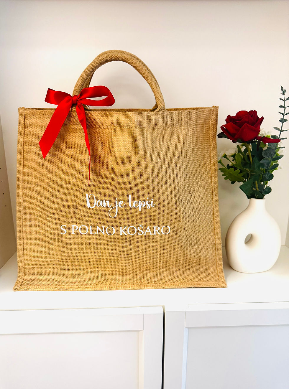 VREČKA IZ JUTE *DAN JE LEPŠI S POLNO KOŠARO*