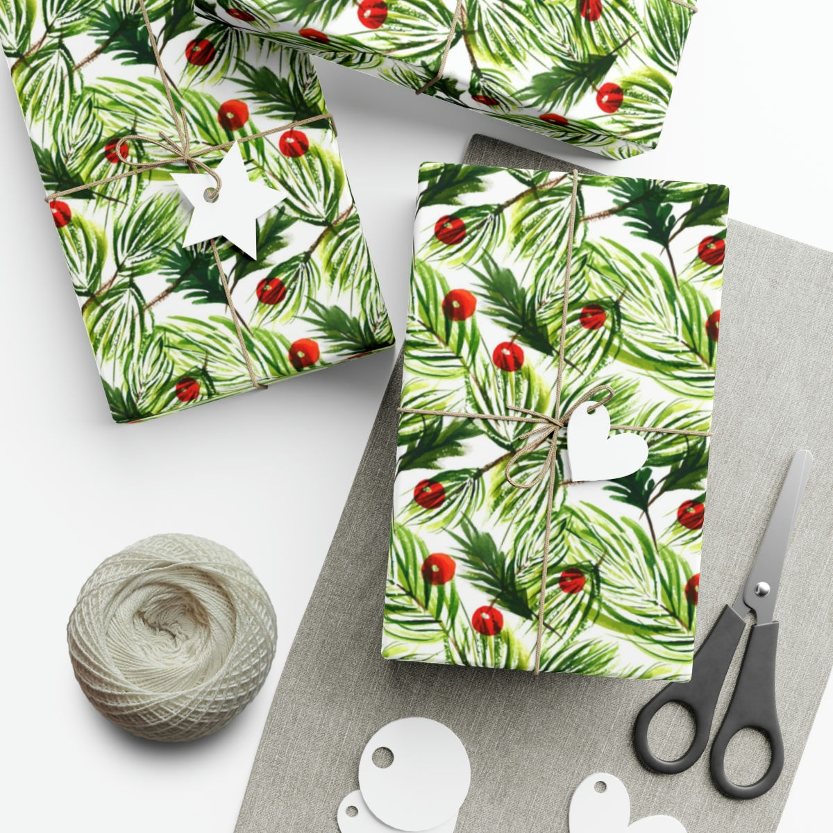 watercolor pine gift wrap