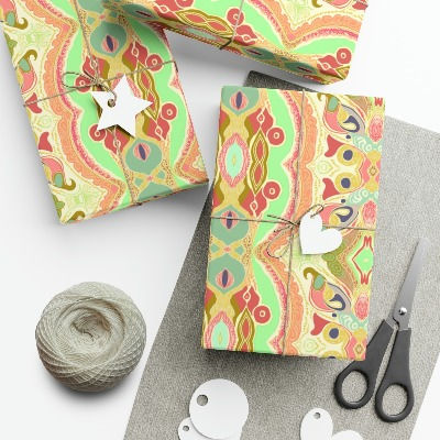 Presents wrapped african ikat gift wrap