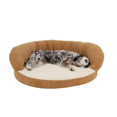 dog laying in caramel ortho senior dog bed personalized dog bed