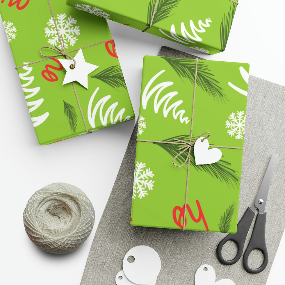 Bright green Christmas tree sustainable gift wrap