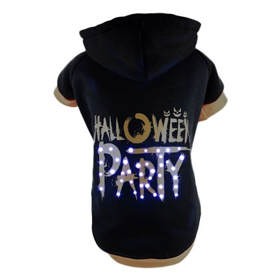 LED dog hoodie that says Halloween Party