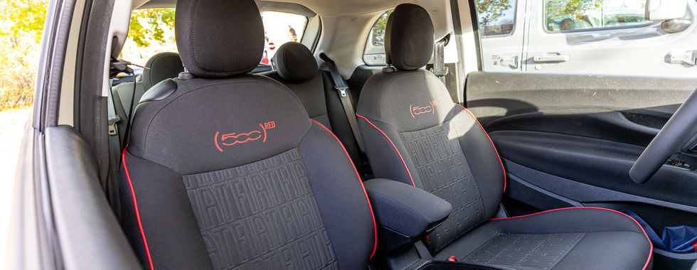 Fiat 500e front seats with back view