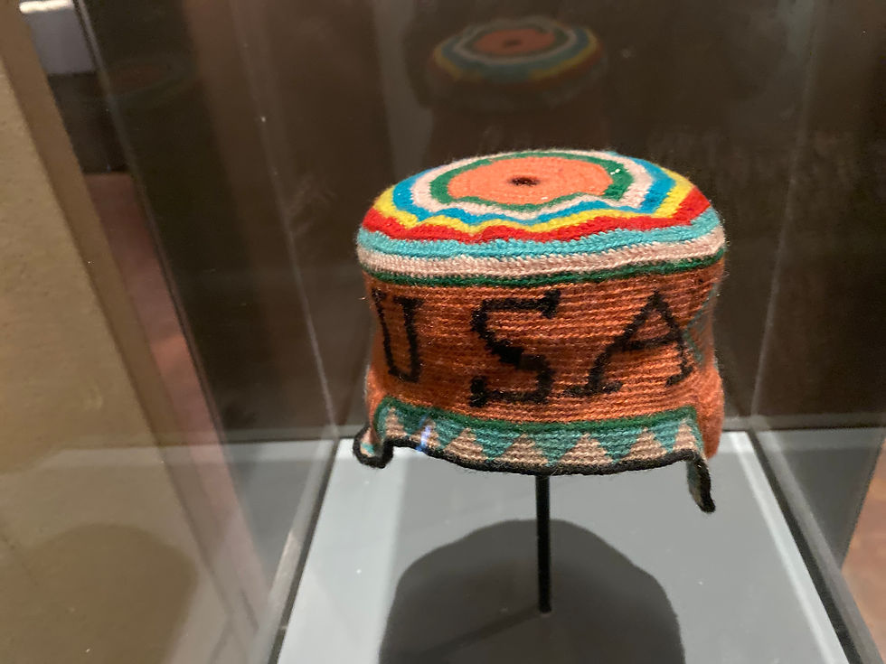 colorful crafted hat at the Museum of Chinese in America