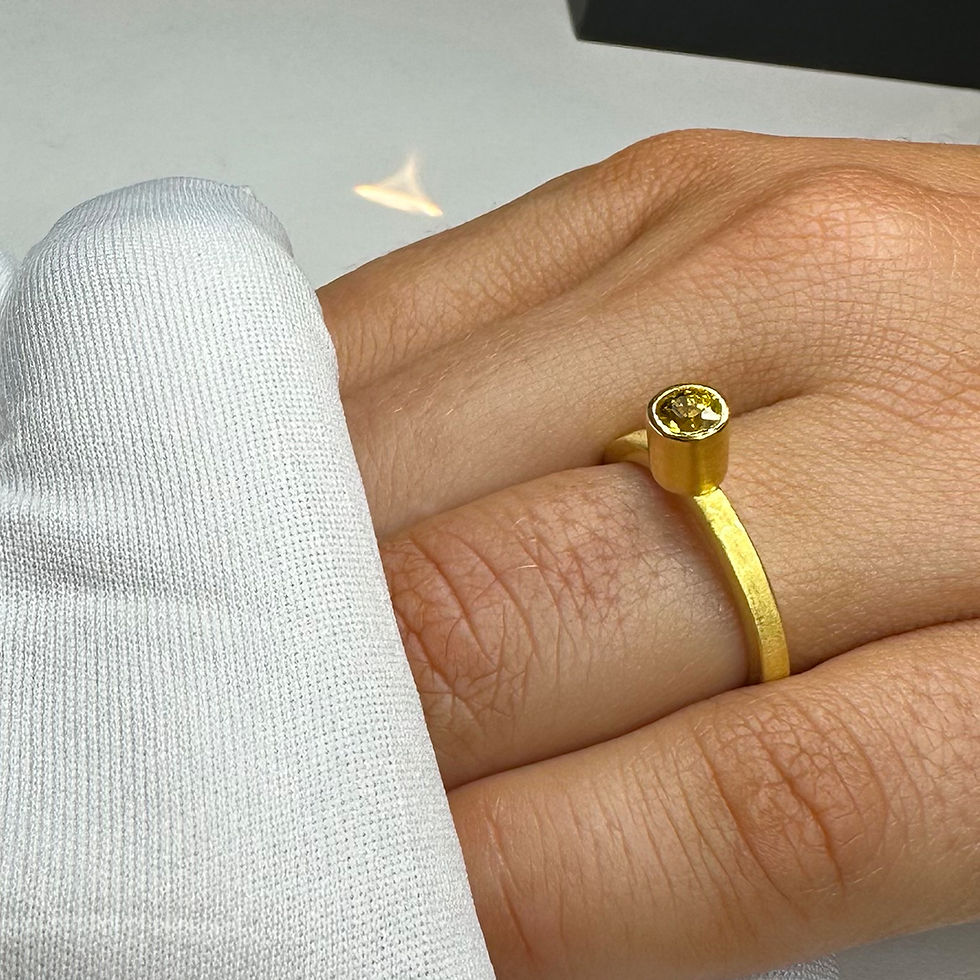 Thumbnail: SOLD! - .65 Ct Yellow Faceted Sapphire set  in 22K and 20K Gold Solitaire Ring