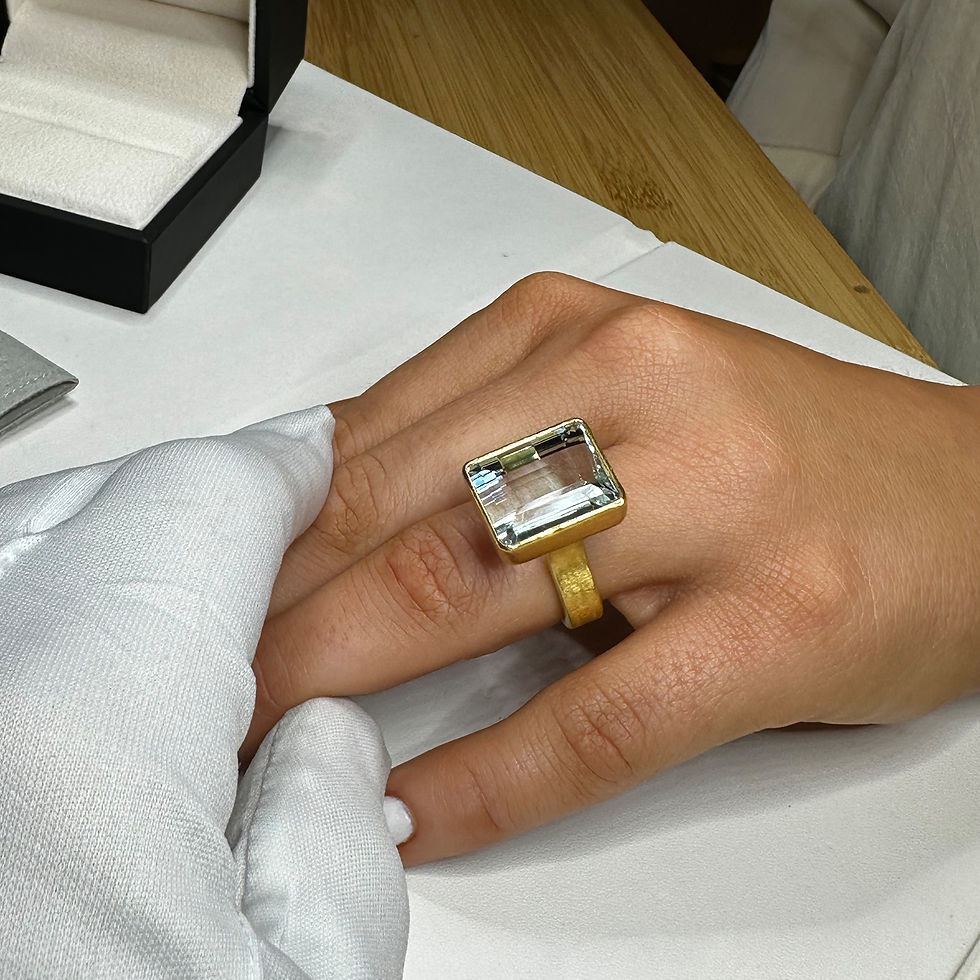 Thumbnail: 20.4 Ct. Extra-Fine Aquamarine in backless 22K Gold & 20K Gold Statement Ring