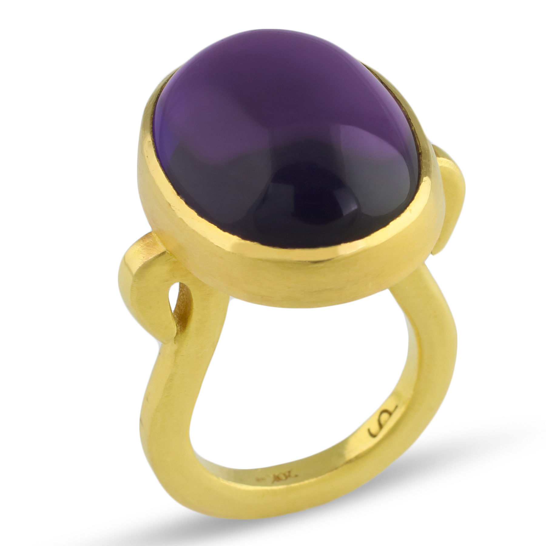 SOLD! - 23.73 ct Cabochon Amethyst in 22 & Extra Heavy 20K Gold Statement Ring