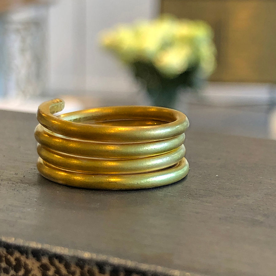 Thumbnail: Solid 22K Gold Hand-Forged 2.8mm Organic Round Ring