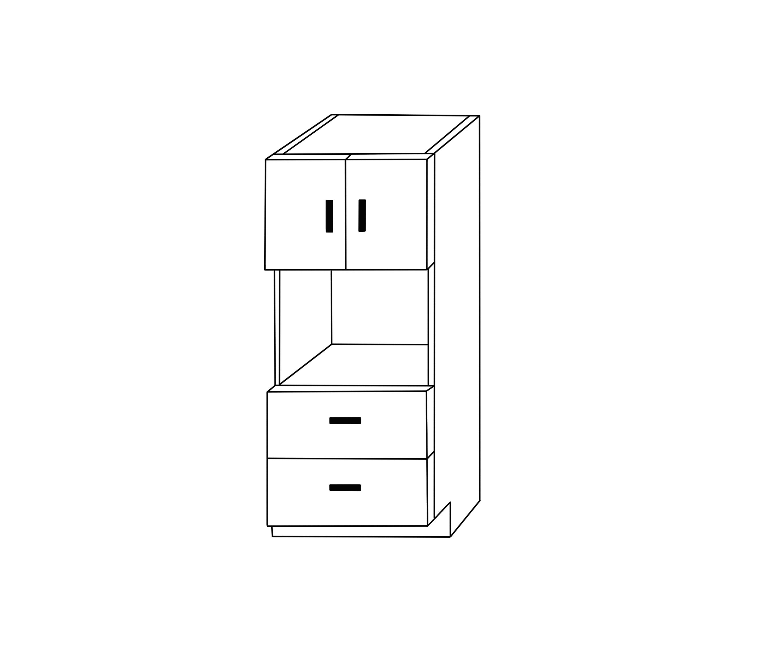 2 Drawers Oven Pantry Cabinet