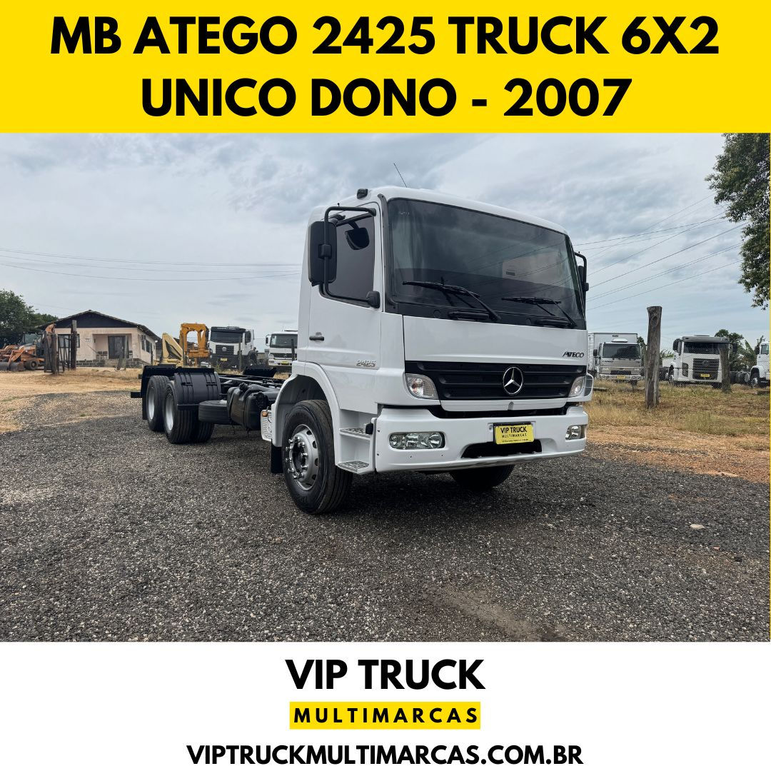 MERCEDES BENZ MB ATEGO 2425 TRUCK 6X2 ANO 2007 UNICO DONO