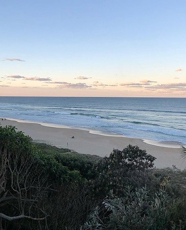 sunset at sunshine beach, beautiful ocean, sunset sky, orange and blue colours
