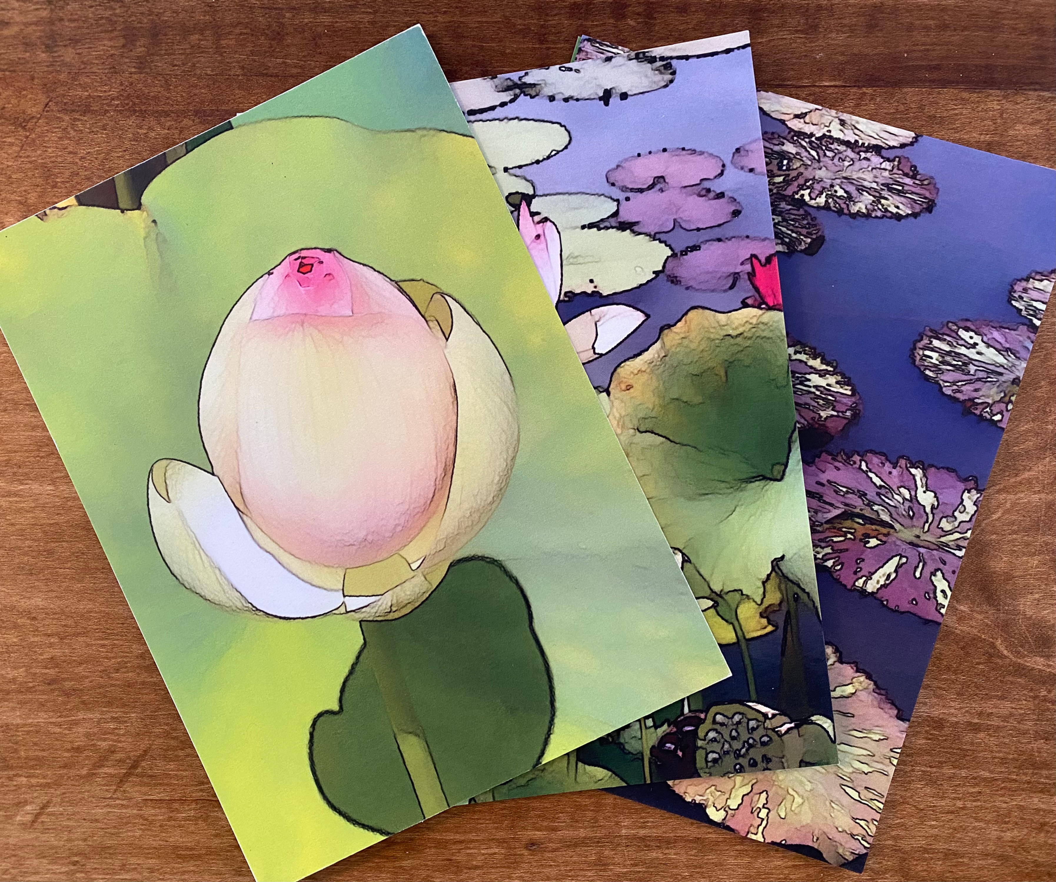Photo Cards, Set of 3 (Water Flowers)