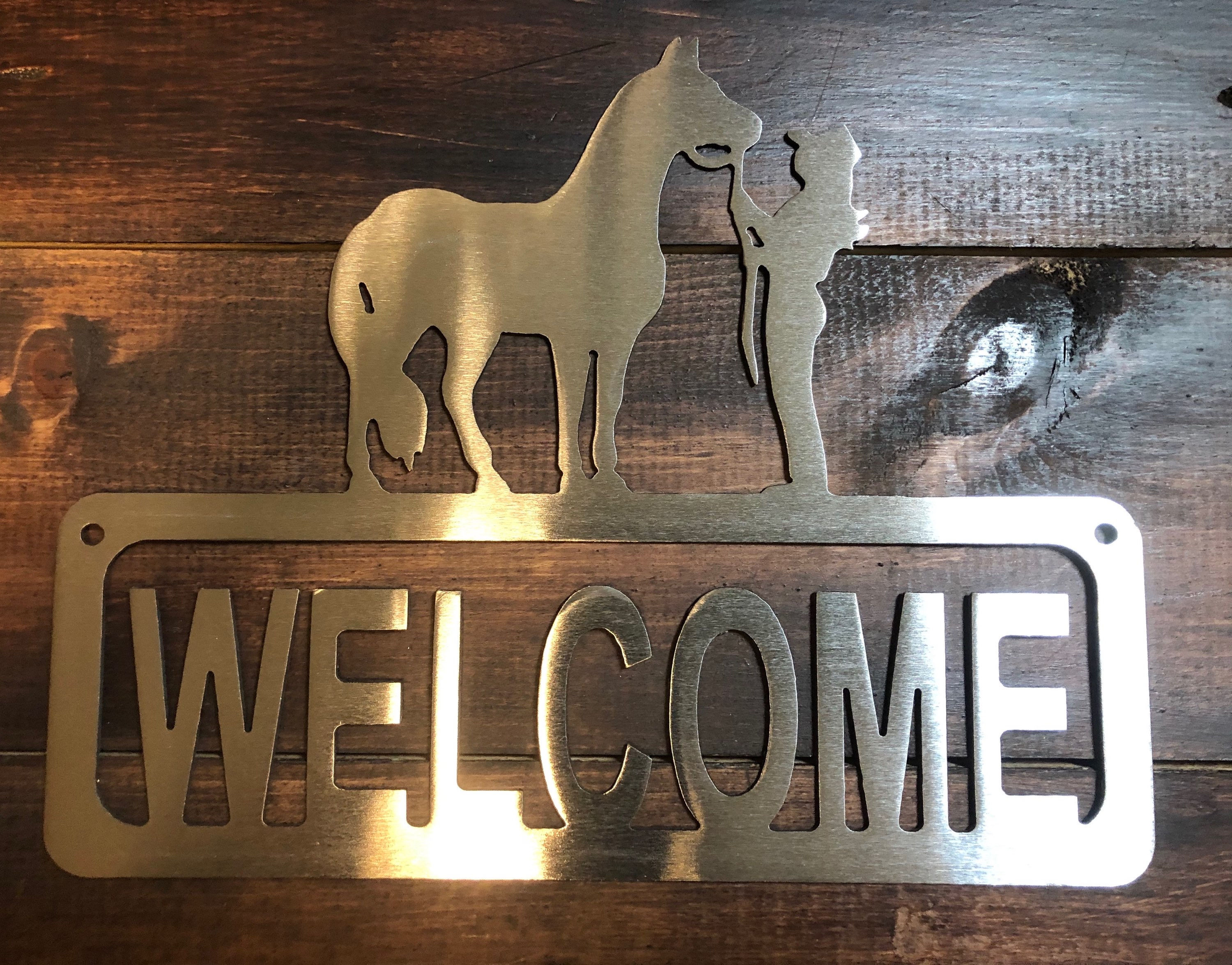 Cowgirl and Horse Lead Rope Welcome Sign  (pkg. of 4 units) Item#0254