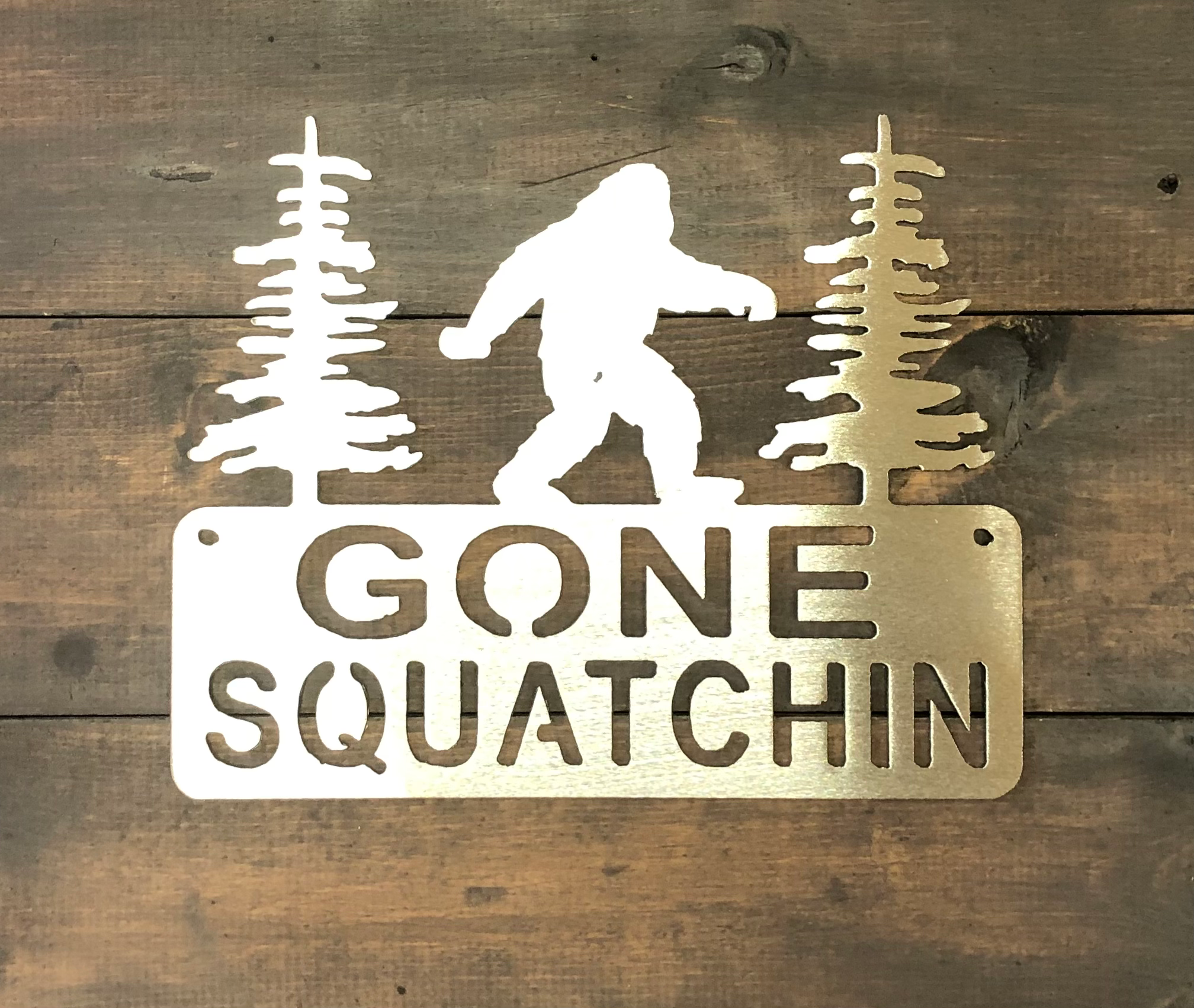 Gone Squatchin Metal Art Hone Decor ( pkg of 4) Item#0088
