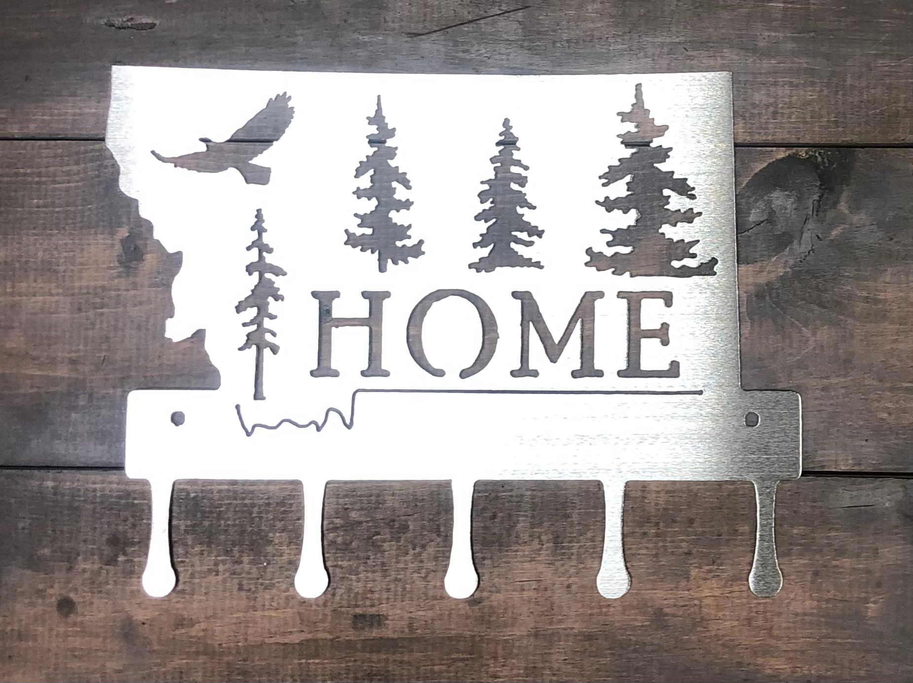Montana Home with Trees and Eagle Keyholders ( pkg of 3) Item#0414