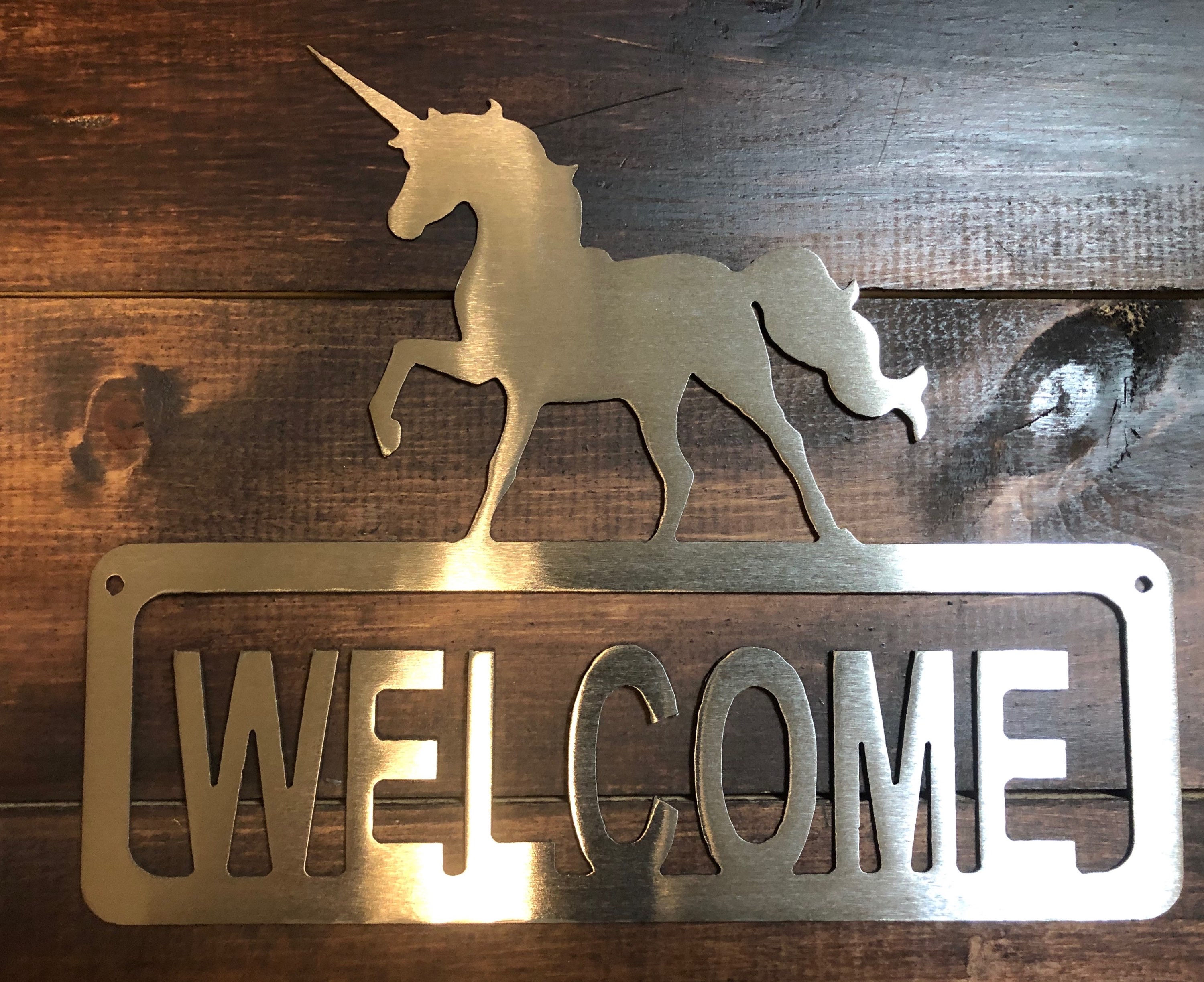 Unicorn Welcome Metal Art Wall Signs (pkg. of 4 units) Item#0300