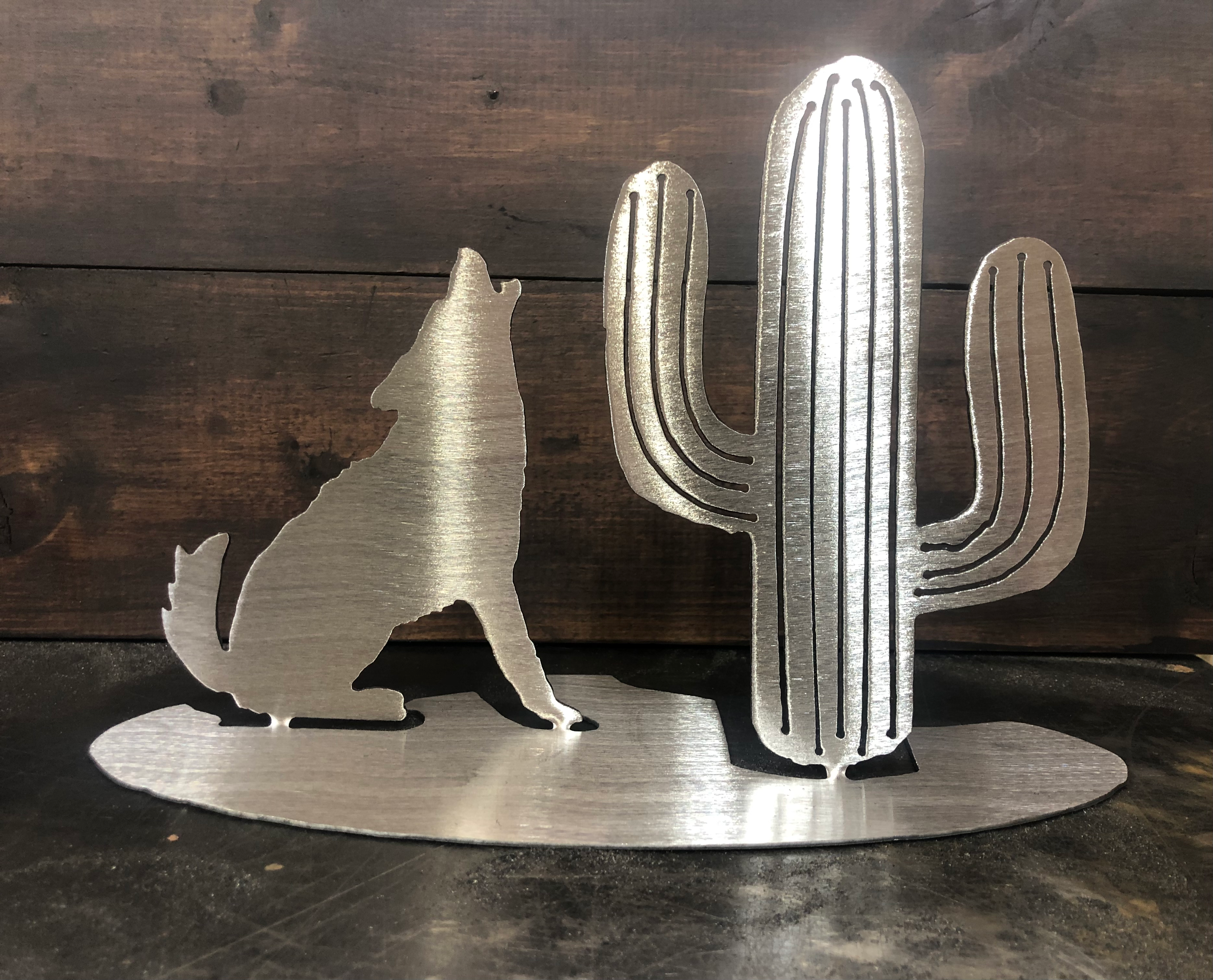 Coyote And Cactus 2-D Metal Art ( pkg of 4) Item #0491
