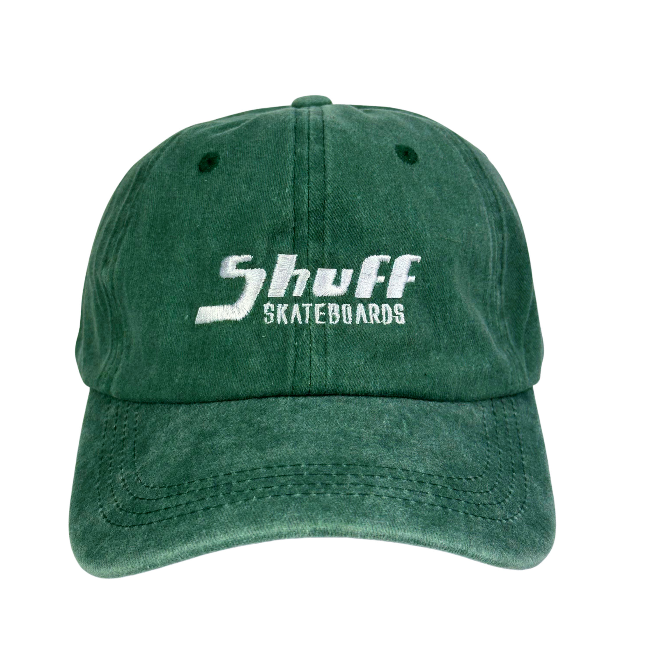 Shuff Skateboards washed Denim Cap in Dunkelgrün