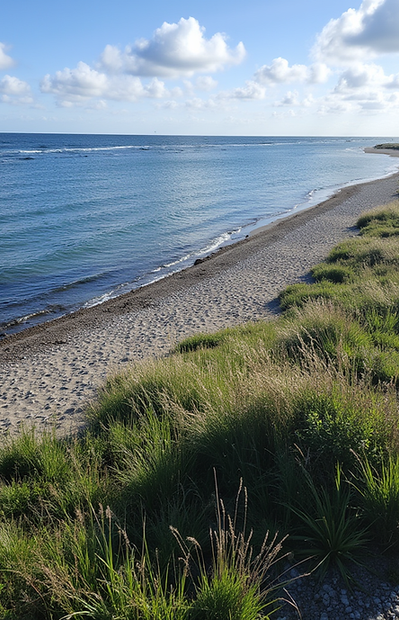 Bilder von einer Ostseeküste mit Sandstrand und Büschen
