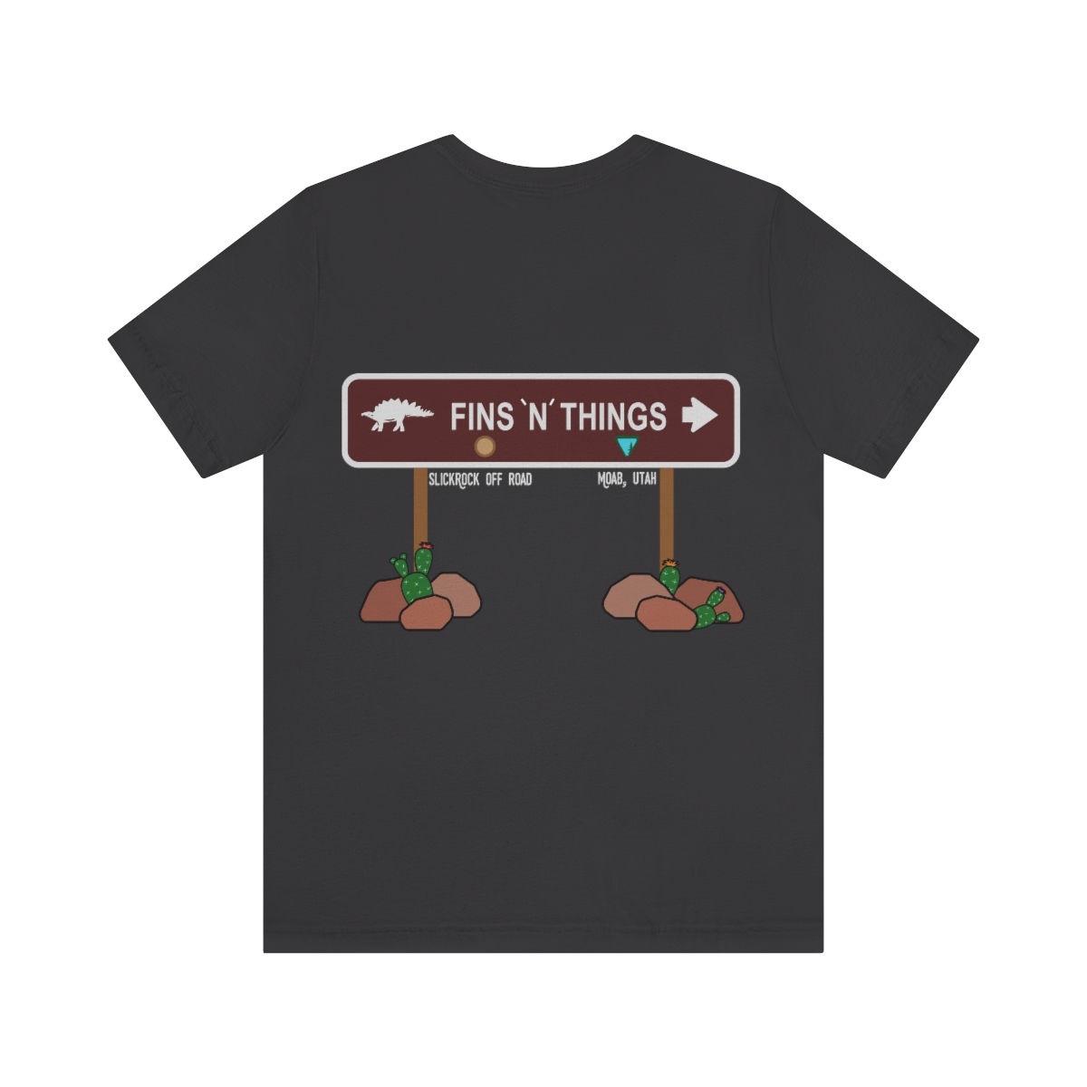 Back View - Slickrock off road fins 'n' things t shirt, Moab Utah, Other color options available