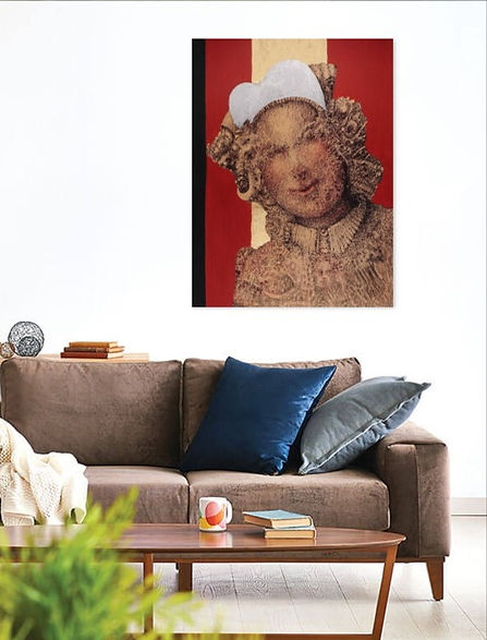 Miss Verzimo Original Fountain Pen Drawing on Canvas by Celio Bordin