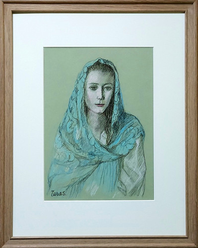 寺島 龍一「ブルーのショールを纏う女性」 | ギャラリーフォーリーフ