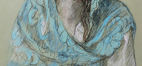 寺島 龍一「ブルーのショールを纏う女性」 | ギャラリーフォーリーフ