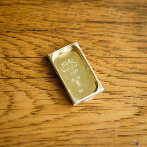 Inside caseback engravings of an original 1930s Rolex Prince 