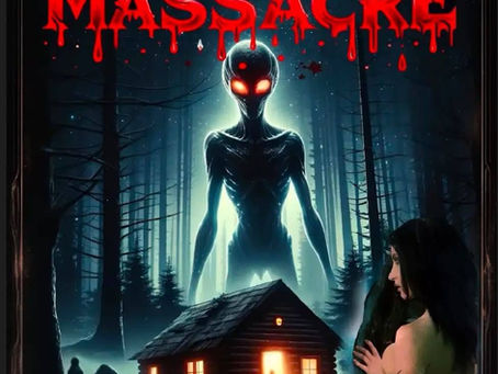 Alien by a cabin