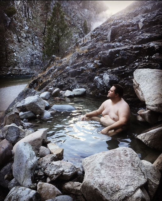 Tim Chizmar in a hot tub