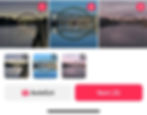 Screenshot from TikTok editing screen, showing three photos of the Tyne Bridge being uploaded.