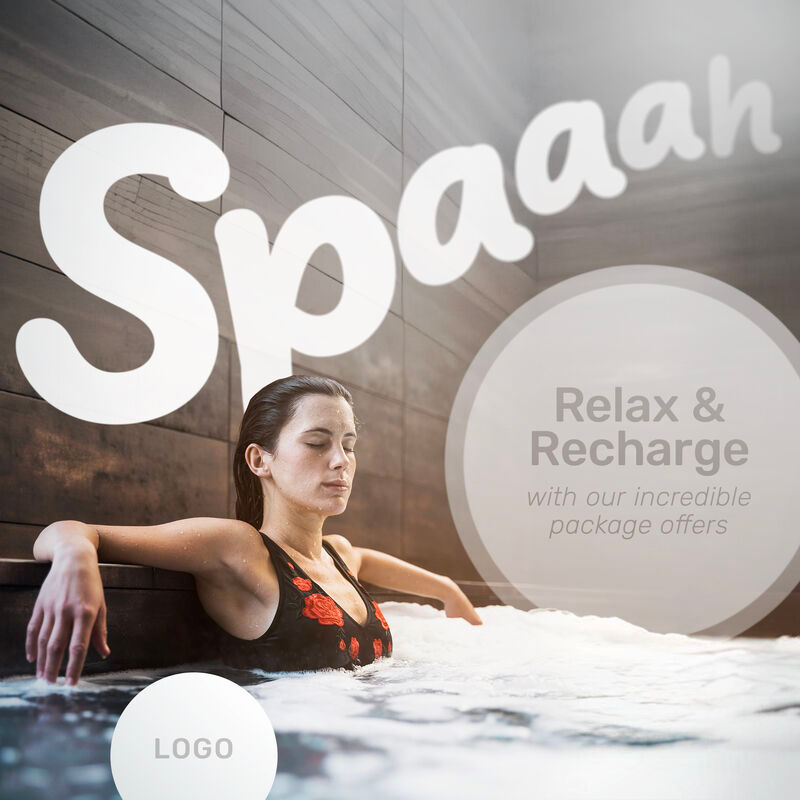 A woman looks relaxed in a hot tub in a luxurious spa