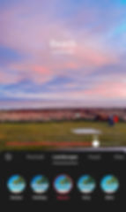 Screenshot from TikTok editing screen, showing range of available filters on a video of a beach.