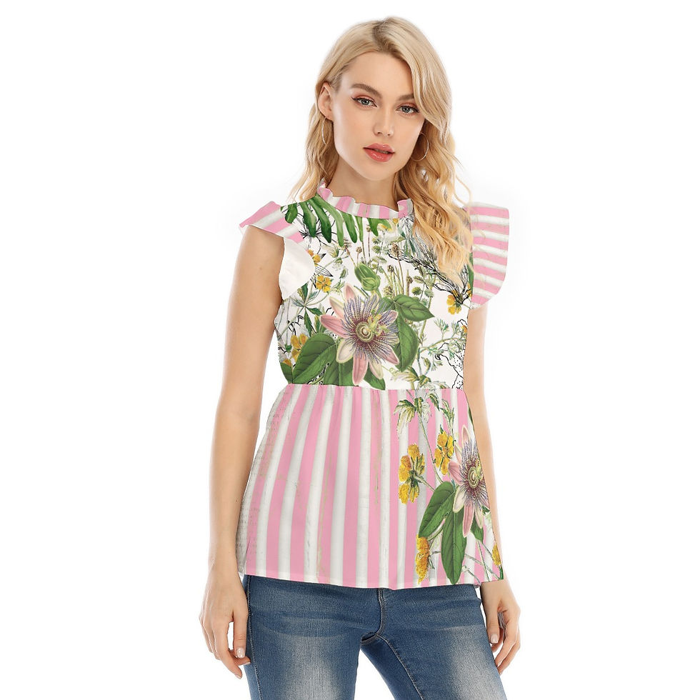 Front of the Pink Party Peplum Top from the Flock Star Collection.