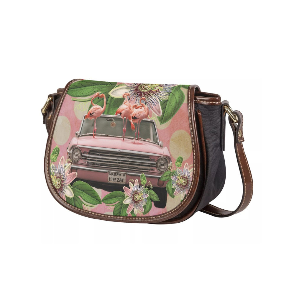 Side of the Flamingo Joyride Crossbody from the Star Spangled Gypsy Flock Star Collection.