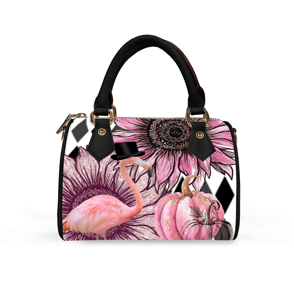 Thumbnail: Back of the Flamingo Masquerade Handbag from the Happy Harvest Collection.