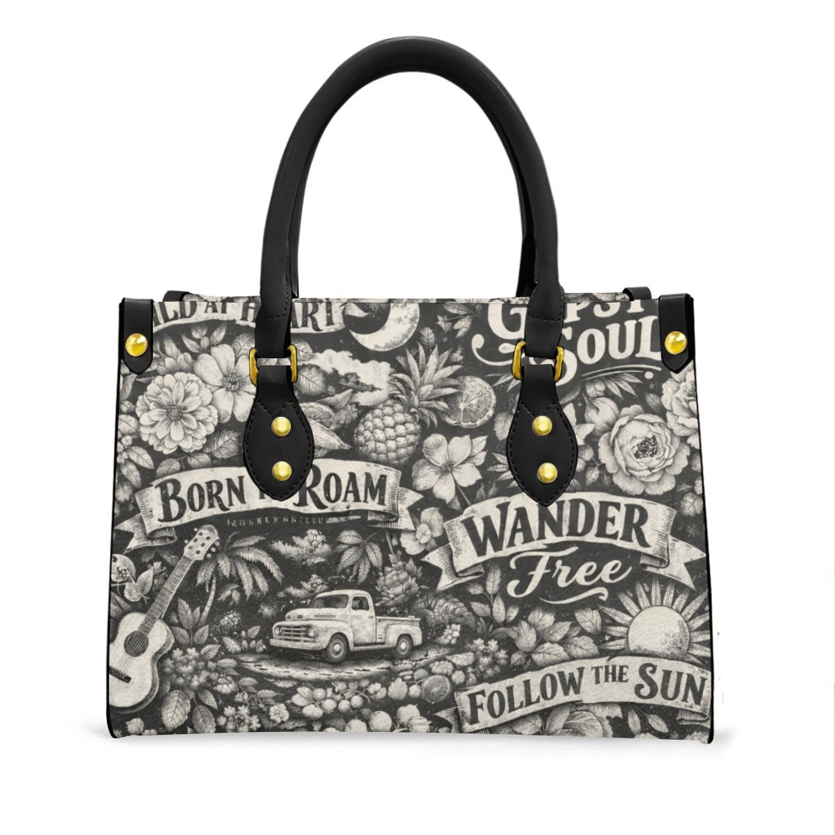 Front of the Born to Roam Tote from the Down South Collection.