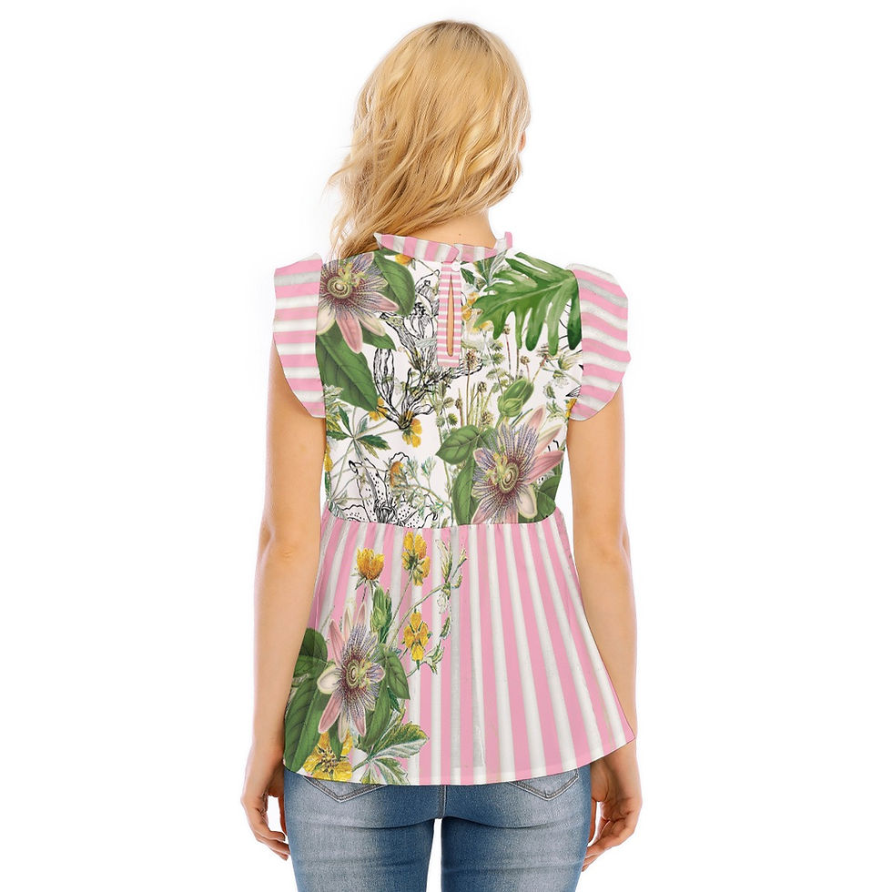 Thumbnail: Back of the Pink Party Peplum Top from the Flock Star Collection.