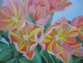 Tulips, acrylic on canvas, 36 x 48