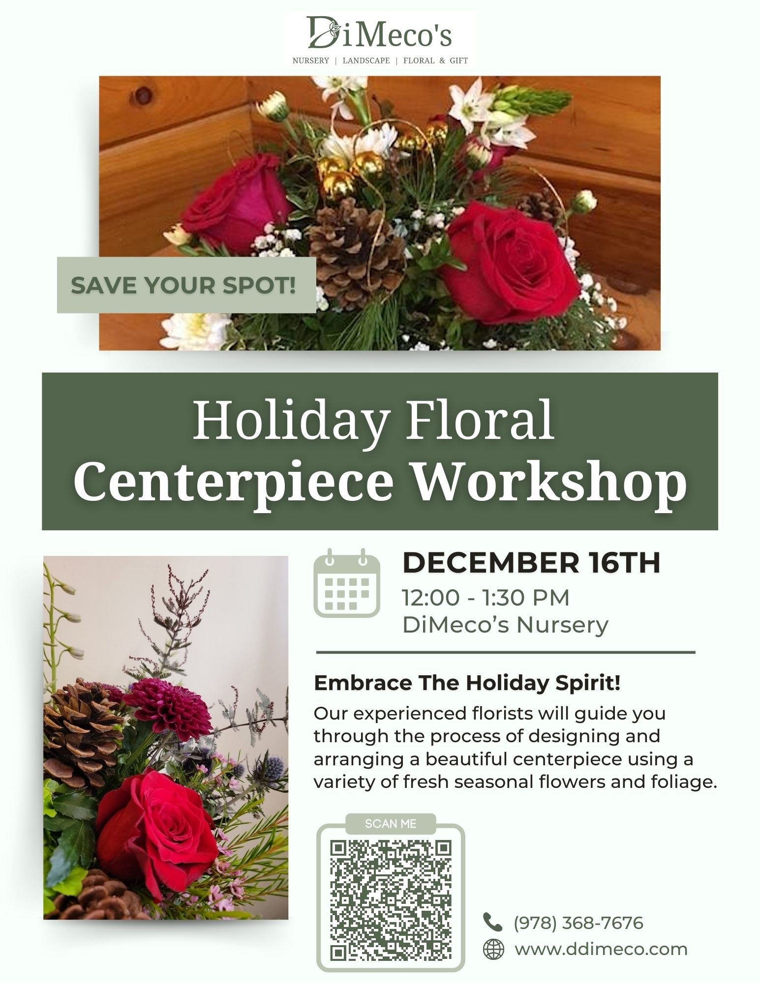 Holiday Floral Centerpiece Dimeco S Nursery And