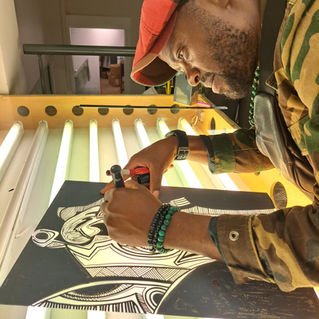 Joe Okitawonya, sérigraphie La Naissance