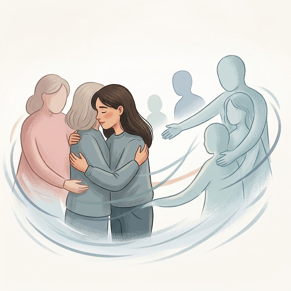 Ilustración sobre los patrones de apego y la necesidad de cuidar para sentir seguridad en las relaciones.